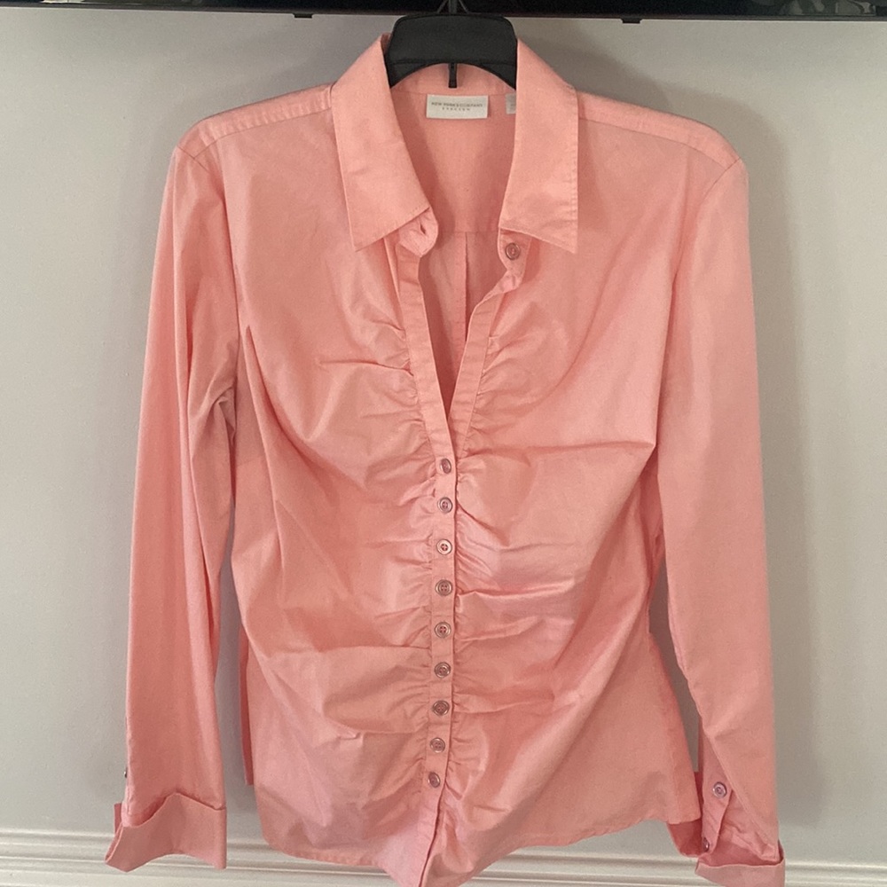 Pink button down shirt size L